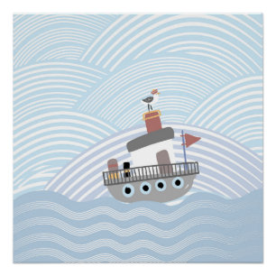 Wellenförmiges Schleppschiff Poster