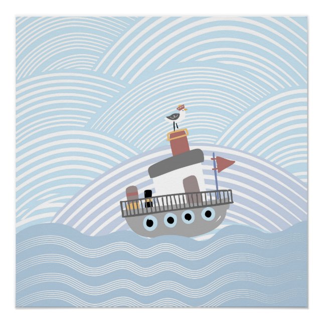 Wellenförmiges Schleppschiff Poster (Vorderseite)