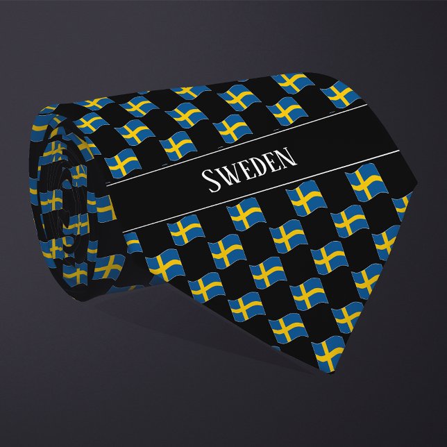 Wellenförmiges Schwedenflaggenmuster  Krawatte (Von Creator hochgeladen)