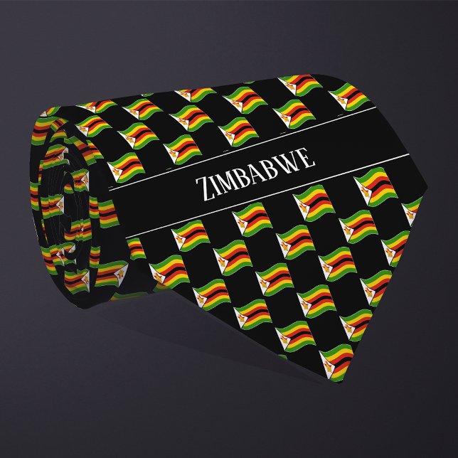 Wellenförmiges Simbabwe-Flaggenmuster  Krawatte (Von Creator hochgeladen)