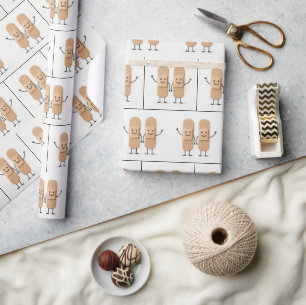 Wellenförmiges Verband-Stickfigur-Paar Geschenkpapier