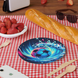 Wellenfußball Futuristische Ozean Fußball Surf Pappteller