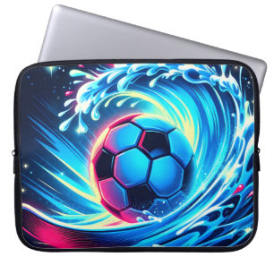 Wellenfußball Futuristischer Ozean Fußball Surfen Laptopschutzhülle