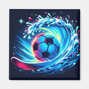 Wellenfußball Futuristischer Ozean Fußball Surfen Magnet