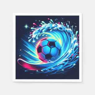 Wellenfußballball Futuristische Ozean Fußball Surf Serviette