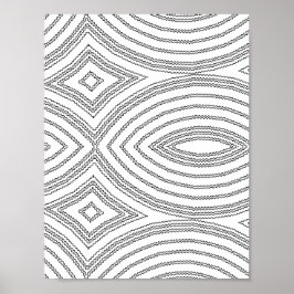 Wellenlinien-Diamantmuster-Malvorlage-Design Poster