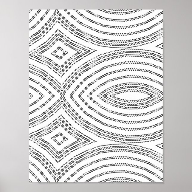Wellenlinien-Diamantmuster-Malvorlage-Design Poster (Vorne)