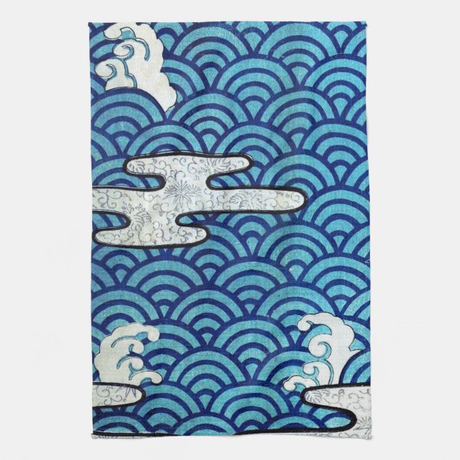 Wellenmuster, japanisches Design Geschirrtuch (Vertikal)