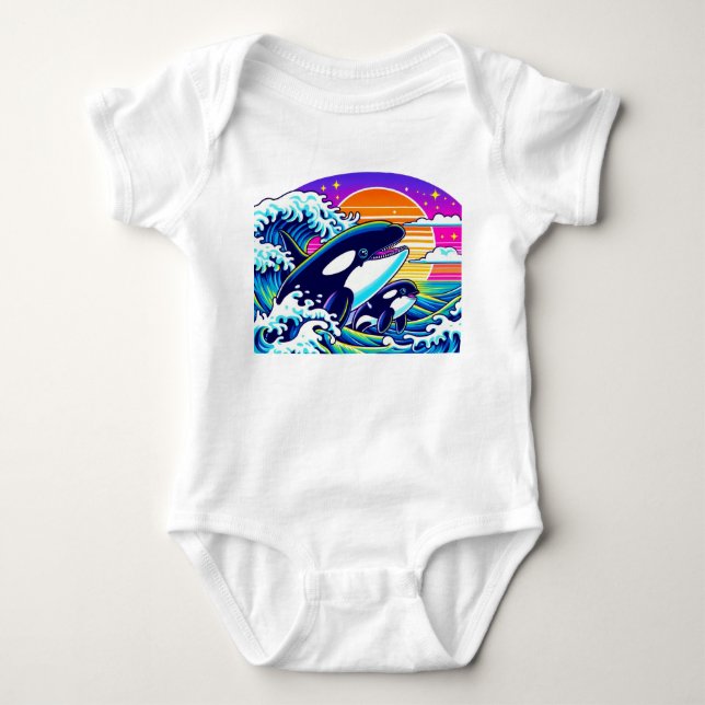 Wellenreiten Baby Strampler (Vorderseite)