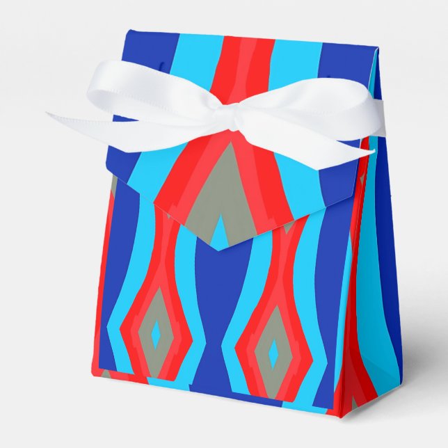 Wellenrotes blaues Muster Geschenkschachtel (Vorderseite)
