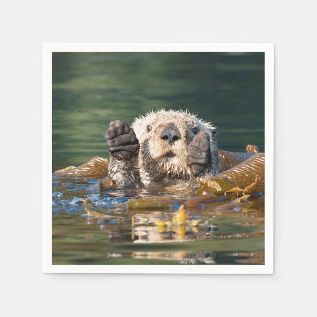 Wellenseeotter Serviette (Vorderseite)