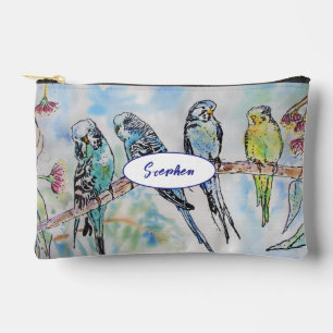Wellensittich Wellensittiche Vogel Vögel Aquarell  Zubehörtasche