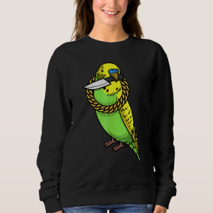 Wellensittichpapagei Budgerigar Vogel mit Messer Sweatshirt