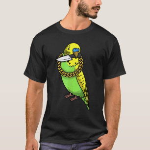 Wellensittichpapagei Budgerigar Vogel mit Messer T-Shirt
