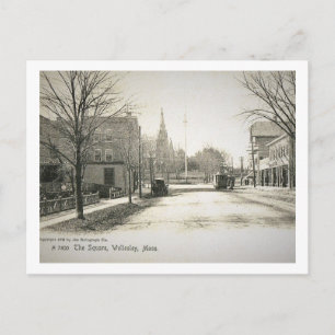 Wellesley, Massachusetts, The Square, Vintage Postkarte