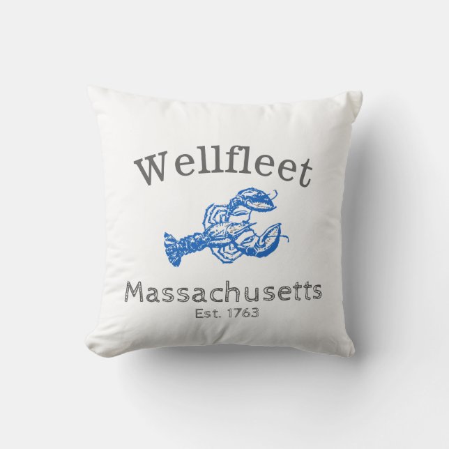 Wellfleet Massachusetts Blau-Hummer Kissen (Vorderseite)