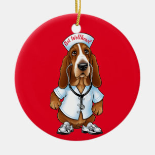 Wellhowl-Basset-Hund im Krankenpflegebereich Keramik Ornament