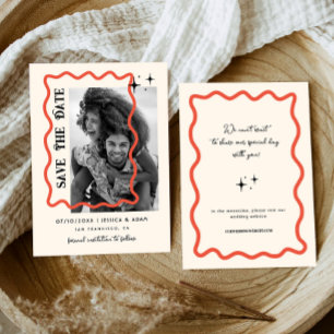 Wellig gerahmtes Retro-Hochzeitsfoto "Save the Dat Save The Date