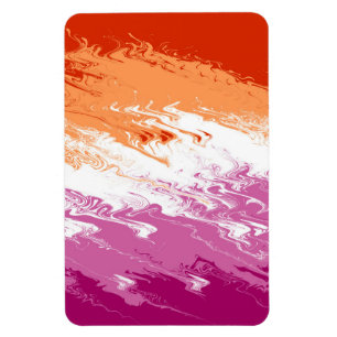 Wellig Trippig Groovy Abstrakte Lesbische Pride-Fl Magnet