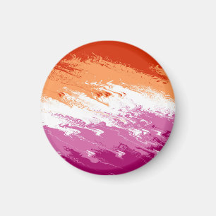 Wellig Trippig Groovy Abstrakte Lesbische Pride-Fl Magnet