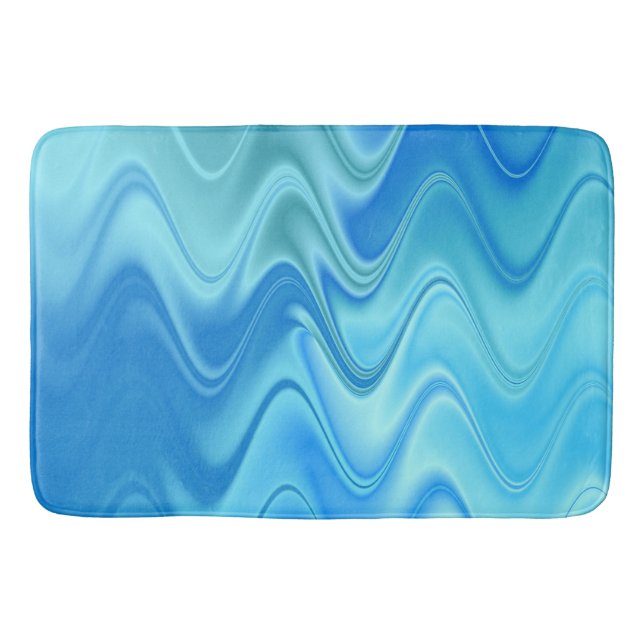 Wellige Blaue Abstraktion Badematte (Vorderseite)