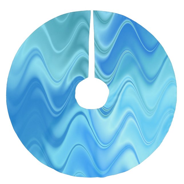 Wellige Blaue Abstraktion Polyester Weihnachtsbaumdecke (Vorderseite)