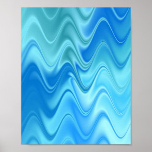 Wellige Blaue Abstraktion Poster