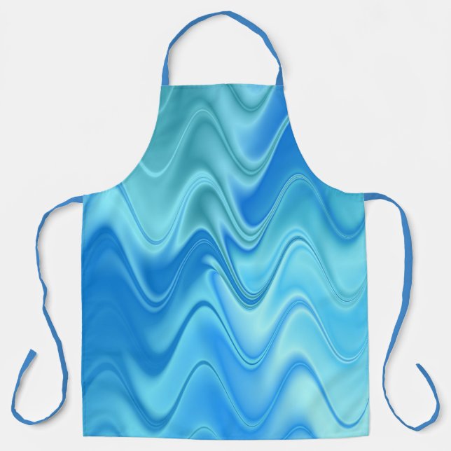 Wellige blaue Abstraktion Schürze (Vorderseite)