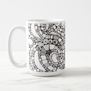 Wellige gebogene Kreise Quadrat Abstrakte Liniengr Kaffeetasse