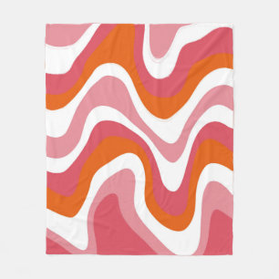 Wellige Groovy Gestreifte Bunte Orange und Pink Fleecedecke