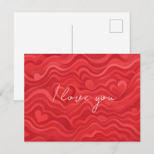 Wellige Herz-Grußkarte Ich liebe dich Postkarte