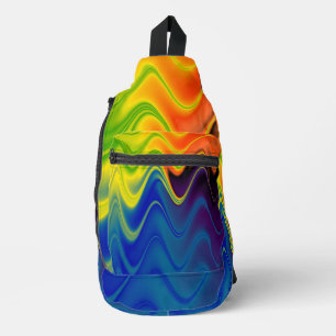 Wellige mehrfarbige Abstract Print Cut Sew Tasche
