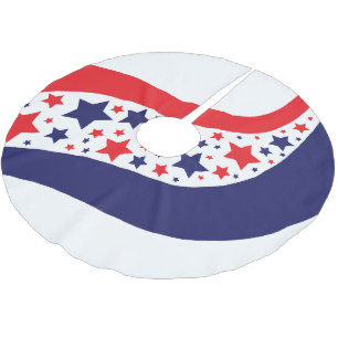 Wellige patriotische Abstraktion Polyester Weihnachtsbaumdecke