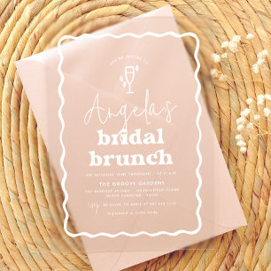 Wellige Retro-Groovy-Moderne Brautparty-Hochzeitsd Acryleinladungen