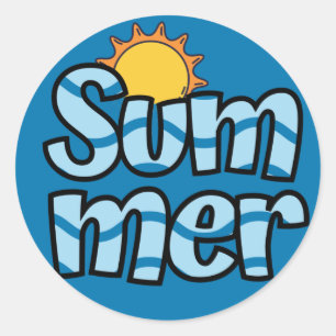 Wellige Sommer-Typografie tropisch Runder Aufkleber