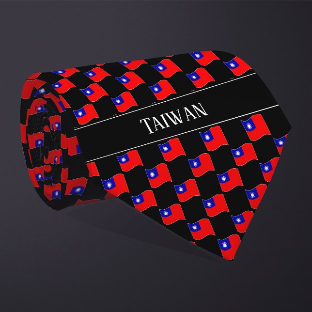 Wellige Taiwan-Flagge Muster  Krawatte (Von Creator hochgeladen)