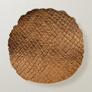 Wellige Textur Hintergrund Bronze-Schlangenlederle Rundes Kissen