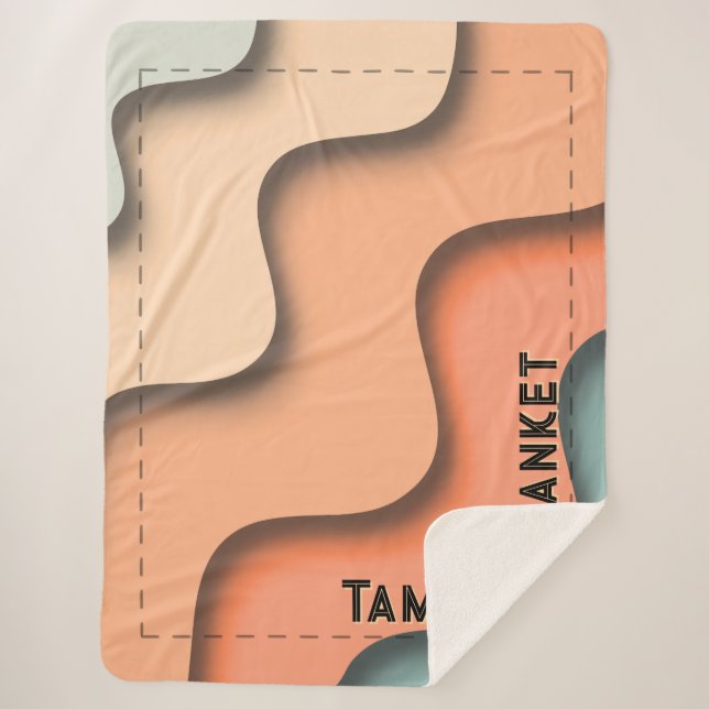 Welliges 3D-Retro-Einzelname mit Ecktext Sherpadecke (Vorderseite)