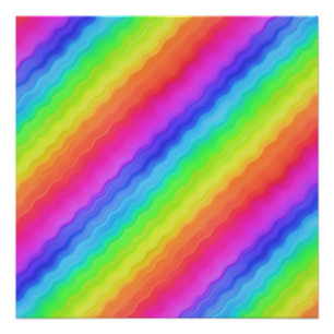 Welliges diagonales buntes Regenbogen-Design Poster