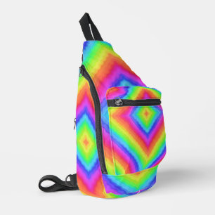 Welliges farbenfrohes quadratisches psychedelische crossbody bag