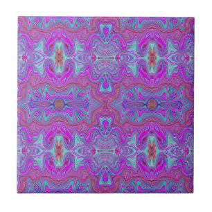 Welliges Magenta- und Blaues Trippy-Marmorierungsm Fliese