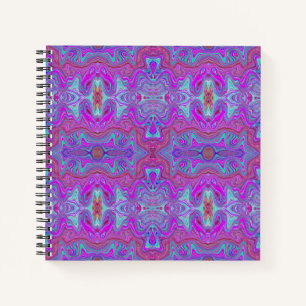 Welliges Magenta- und Blaues Trippy-Marmorierungsm Notizbuch