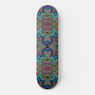Welliges Meeresschaum Grün und Rotes Trippy-Muster Skateboard