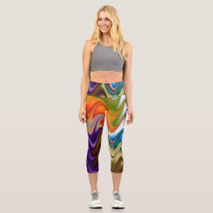 Welliges mehrfarbiges Abstrakt Capri Leggings
