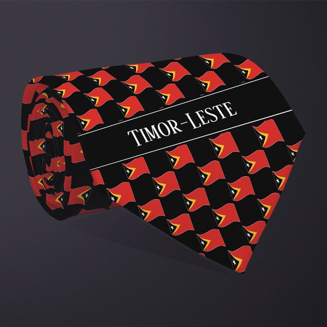 Welliges Timor-Leste-Flaggenmuster  Krawatte (Von Creator hochgeladen)