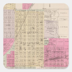 Wellington, Beaumont, Brainar und Benton, Kansas Quadratischer Aufkleber