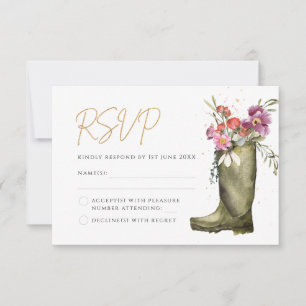 Wellington Boot Floral RSVP Karte