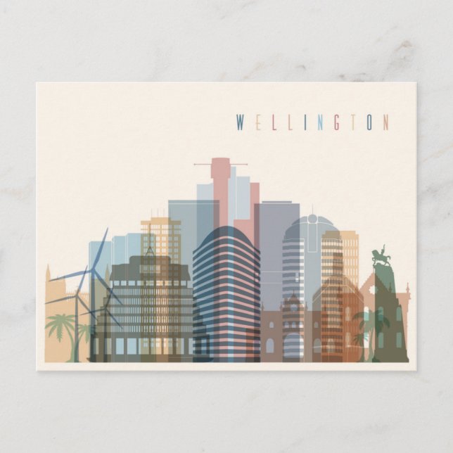 Wellington, Neuseeland | City Skyline Postkarte (Vorderseite)