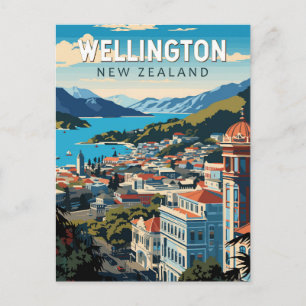 Wellington Neuseeland Reise Kunst Vintage Postkarte