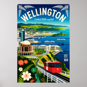 Wellington Neuseeland Retro-Reiseposter-Kunst Poster